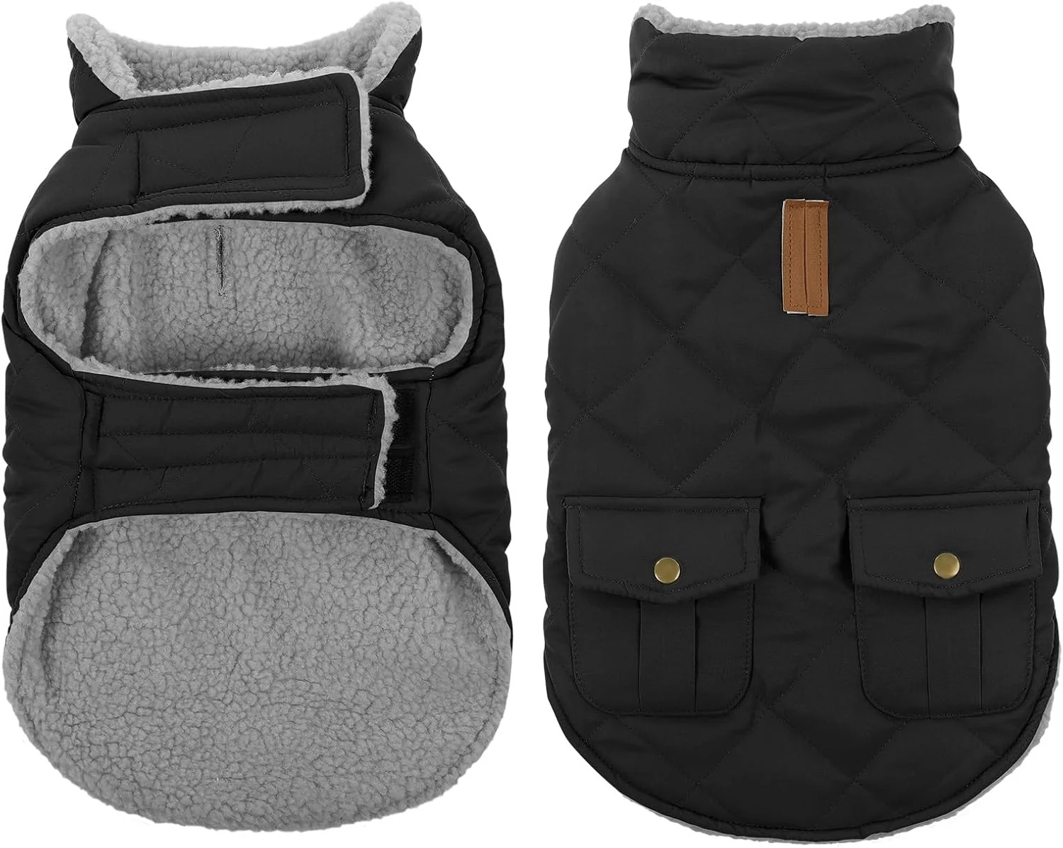 Outstanding Queenmore Dog Winter Coat Warm Puffer Jacket Waterproof Plush Lining Thermal Cold Weather Vest for Small Medium Large Dogs Windproof Easy On Pet Jacket Black M Excellent