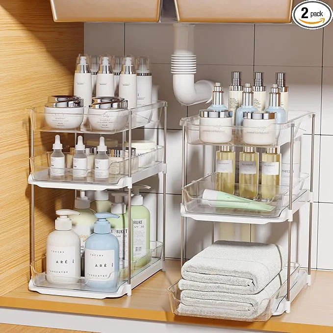 Outstanding Delamu 2 Sets of 3-Tier Bathroom Under Sink Organizers and Storage Multi-Purpose Stackable Pantry Organization and Storage Pull Out Clear Kitchen Bathroom Cabinet Organizer with Movable Dividers Storage Multi-Purpose Stackable Pantry Organizatio...About ThisOverview Secure