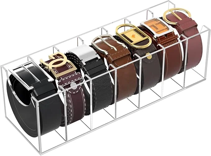 Unique NIUBEE Belt Organizer Acrylic Belt Storage Holder for The Closet 7 Compartments Display Case for Tie and Bow TieAbout ThisOverview High-Grade