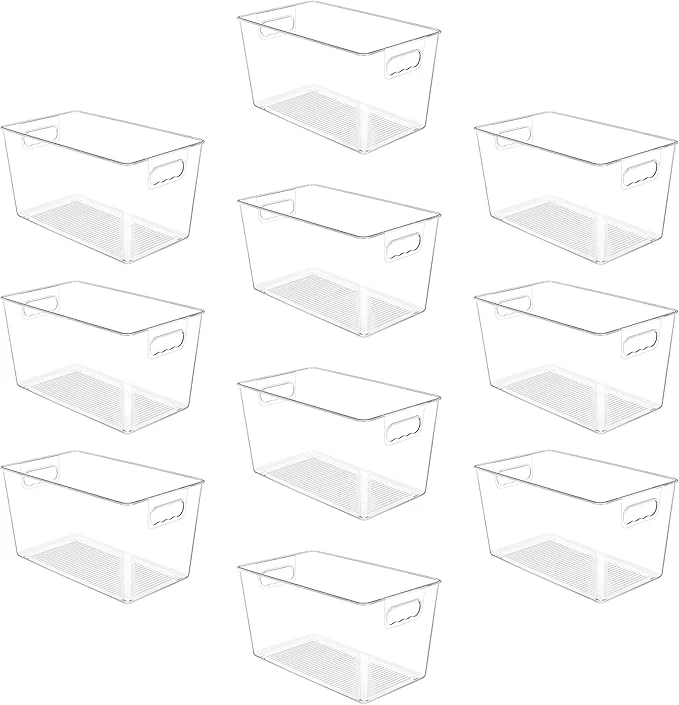 Powerful YIHONG 10 Pack Clear Pantry Organizer Bins Plastic Containers with Handle for Kitchen zer Cabinet Closet Bathroom Under Sink StorageOverview Natural