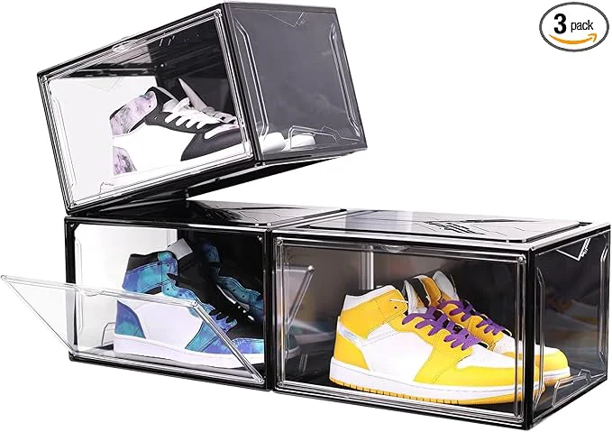Reliable KDOR Clear Shoe Boxes Stackable 3 Pack Shoe Storage Box with Lids Magnetic Door Clear Sneaker Storage Acrylic Boxes for Display Fit Shoe Size Up to US 15About ThisOverview Effective
