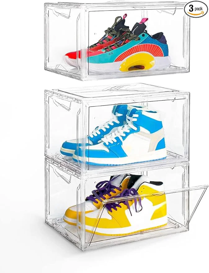 Selected KDOR Clear Plastic Shoe box Organizer 3 Pack Stackable Sneaker Boxes Transparent Display Case with Magnetic lid Tidy Home Office Closet StorageAbout ThisOverview Smart