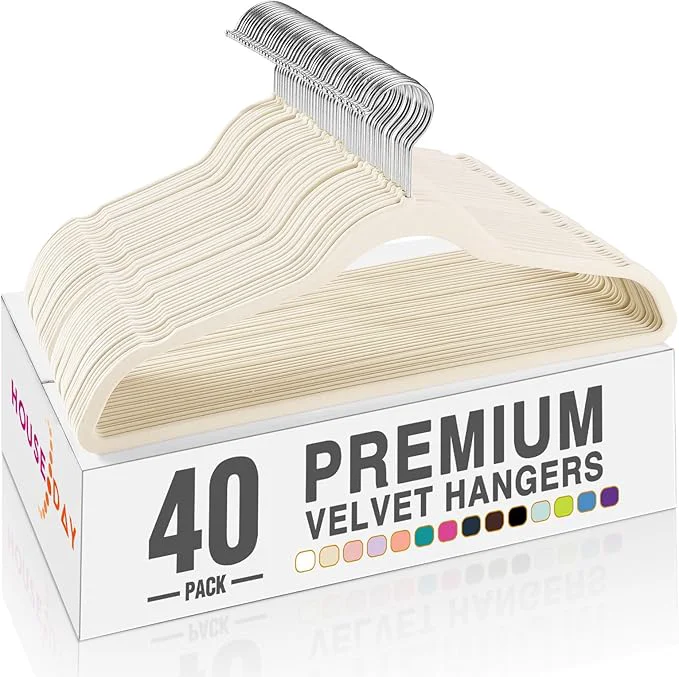 Consistent HOUSE DAY Ivory Velvet Hangers 40 Pack Non Slip Clothes Felt Hanger Heavy Duty for Coat Premium Slim Space Saving Suit Hangers for Closet Organizer 360° Rotating Silver HookAbout ThisOverview Specialty