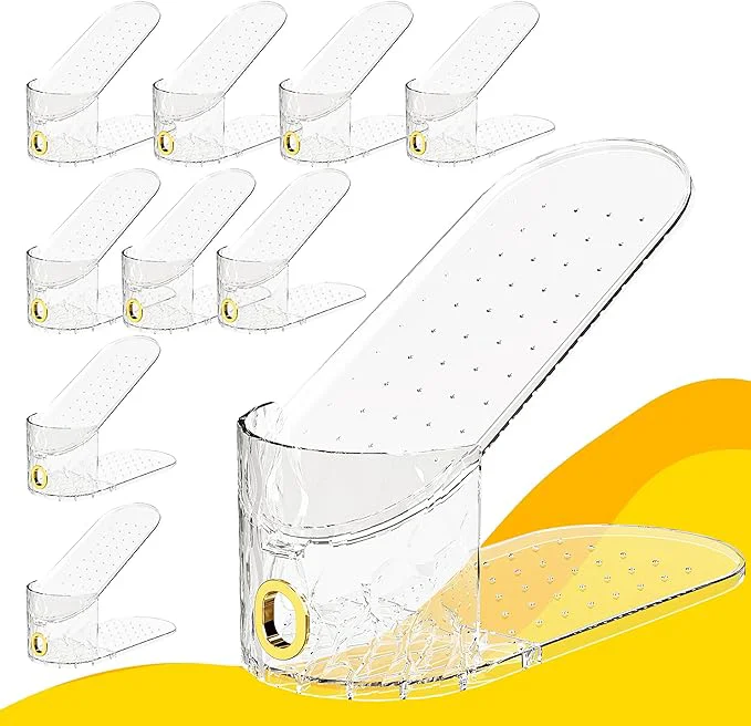 Sustainable Shoe Slots Organizer Adjustable 10 Pack Shoe Stacker for Closet Storage Clear Double Layer Space Saver Durable and Stackable Shoe Holder for Sneakers Heels and FlatAbout ThisOverview Recyclable
