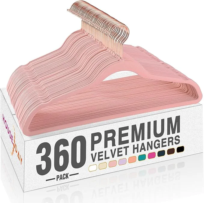 Proven HOUSE DAY Pink Velvet Hangers 360 Pack Premium Non-Slip Felt Clothes Sturdy Heavy Duty Coat Durable Hangers for Suits Space Saving with No Hanger Mark 360° Swivel Rotating Rose Gold HookAbout ThisOverview Healthy