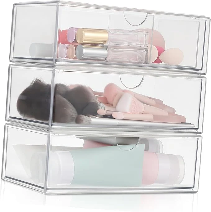 Green PRETYZOOM 3pcs Cosmetic Box Lid Makeup Organizer for Desk Section Storage for Brush Lipstick Nail Polish Skincare Small Sturdy Acrylic Modern DesignAbout ThisOverview Long-Lasting