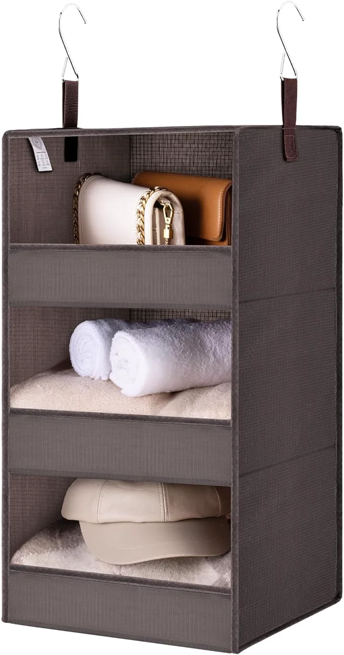 Solid GRANNY SAYS 3-Shelf Closet Organizers and Storage Foldable Hanging Closet Organizer Hanging Closet Shelves with 2 Metal Hooks Leak-Proof Hanging Shelves for Closet Bedroom RV Camper Dark BrownAbout ThisOverview Eco-Friendly