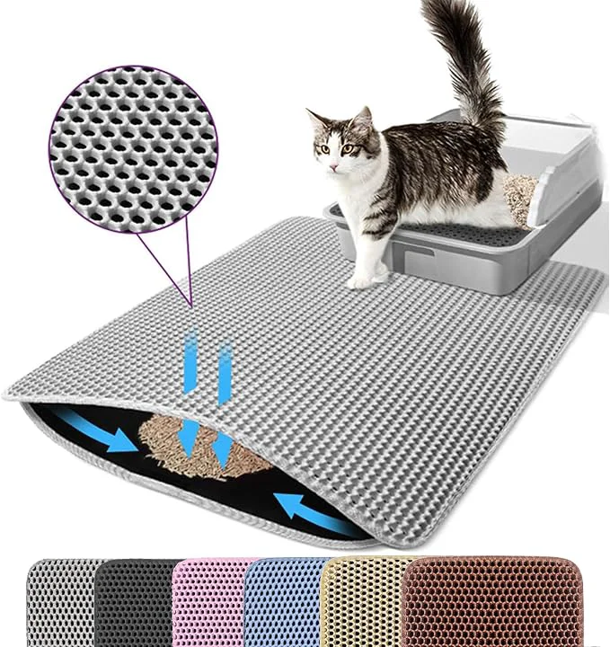 World-Class Jumbo Cat Litter Mat 46x26 Inches Double Layer Honeycomb Litter Trapping Mat Optimized