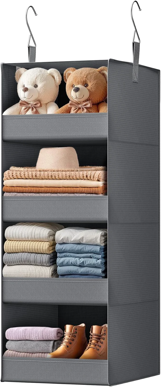 Elegant GRANNY SAYS 4-Shelf Hanging Organizer Closet Hanging Shelves Closet Hanging Storage Organizers Organization for Bedroom Living Room Baby Nursery Camper Accessories Gray 1-PackAbout ThisOverview Effective