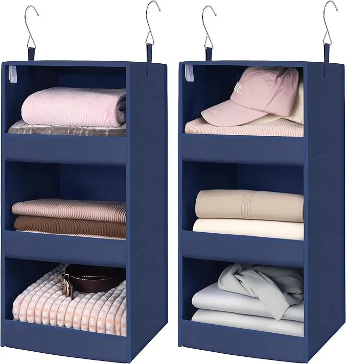 Genuine GRANNY SAYS 3-Shelf Closet Organizers and Storage Foldable Hanging Closet Organizer Closet Hanging Shelves with 2 Metal Hooks Leak-Proof Hanging Organizer for Closet Navy 2-PackAbout ThisOverview Responsible