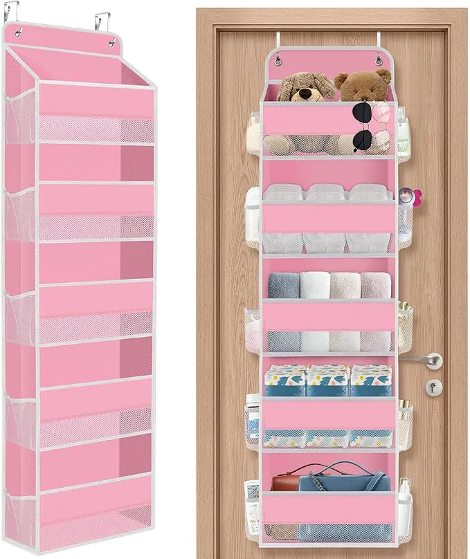 Reliable 5-Tier Over The Door Organizer Hanging Storage Organizers with Clear Window 40lb Large Capacity Room Organizer for Pantry Bathroom Nursery Closet Pink About ThisOverview Professional