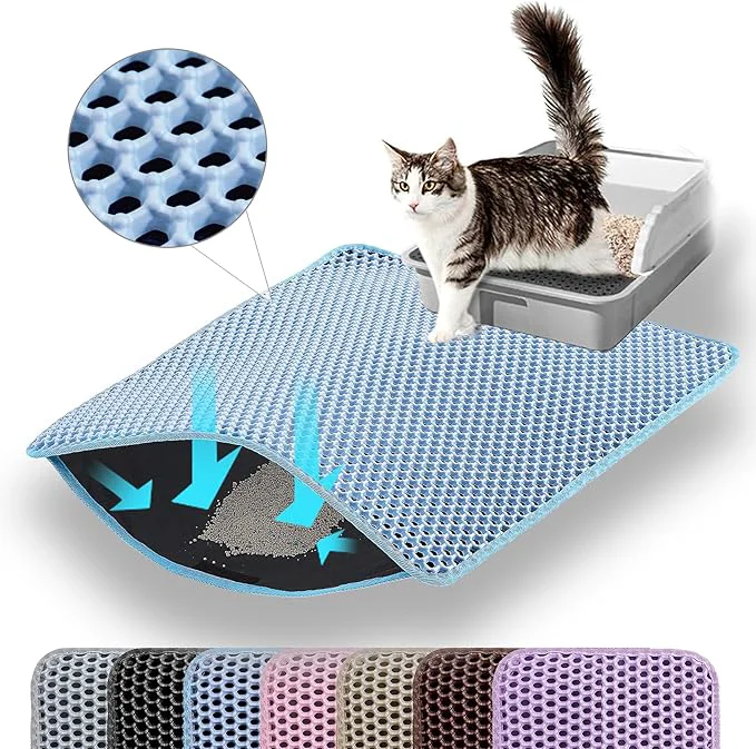 Solid Small Cat Litter Mat 20x14 Double Layer Honeycomb Cat Litter Box Mat Stylish