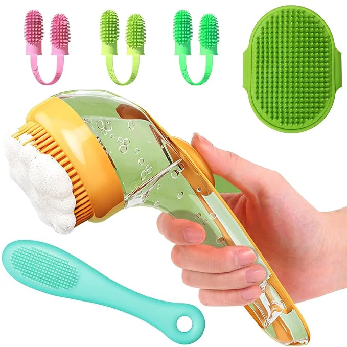 Environmentally Friendly 6pcs Dog Bath Brush Finger Toothbrush Set Healthy