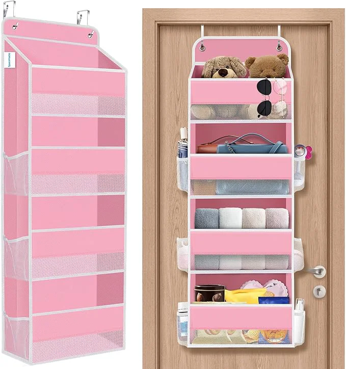 Refined 1 Pack Over The Door Organizer Hanging Storage Organizers with Clear Window 40lb Large Capacity Room Organizer for Pantry Laundry Bathroom Nursery Closet Pink About ThisOverview Classic