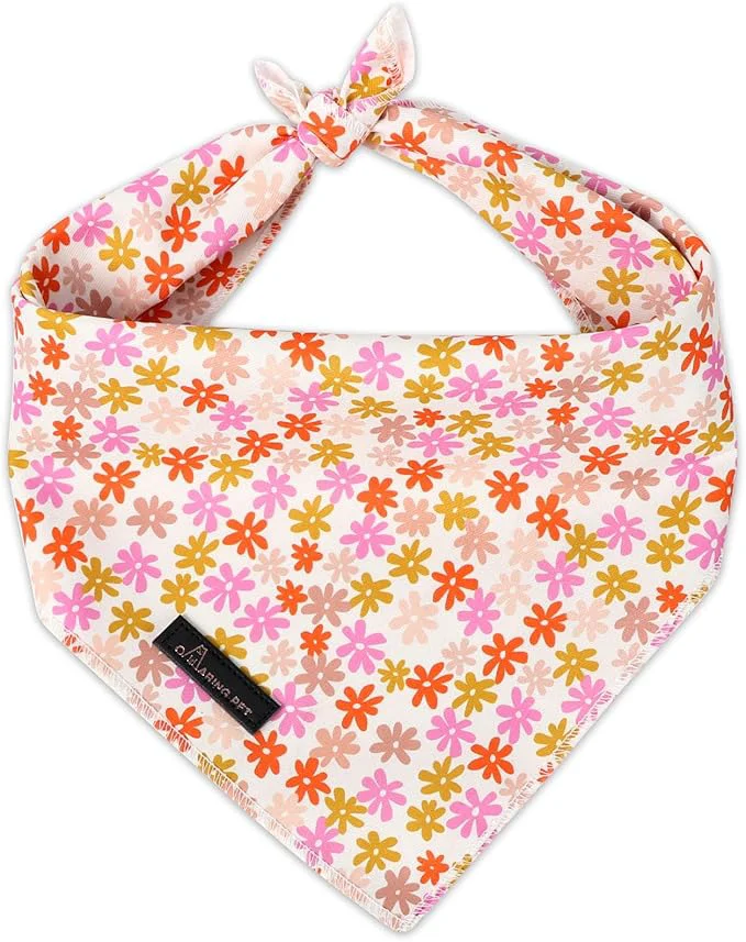 Next-Generation ARING PET Floral Dog Bandana Spring Summer Daisy Flower Girl Pet Bandana Scarf Versatile