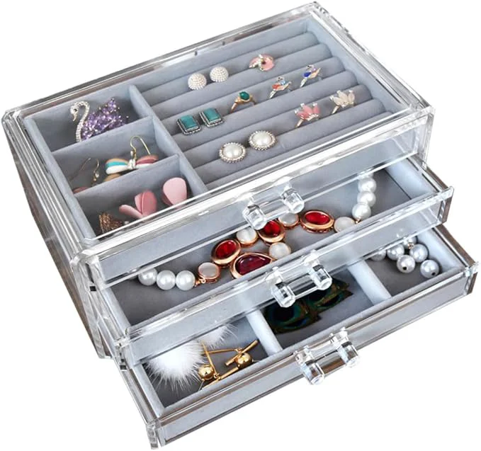 Modern Acrylic Makeup Organizer Box 3 Layers Jewelry Storage Case for Cosmetics and Accessories for Vanity Table and Bedroom DisplayAbout ThisOverview Sustainable