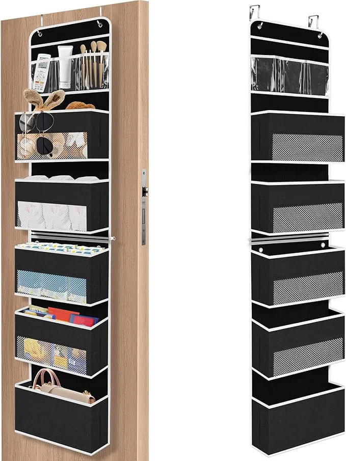 Expertly Made 6-Tier Over The Door Organizer Hanging Storage Organizers with Clear Window 40lb Large Capacity Room Organizer for Pantry Bathroom Nursery Closet Black About ThisOverview Excellent
