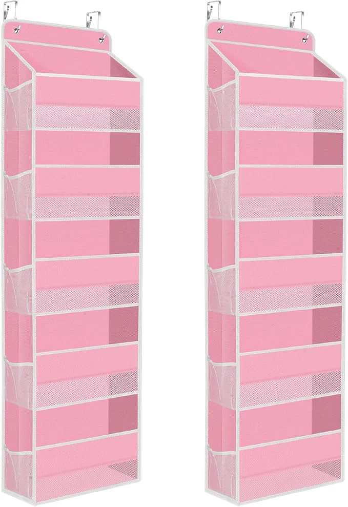 Sophisticated 2 Pack Over The Door Organizer Hanging Storage Organizers with Clear Window 40lb Large Capacity Room Organizer for Pantry Laundry Bathroom Nursery Closet Pink About ThisOverview Innovative