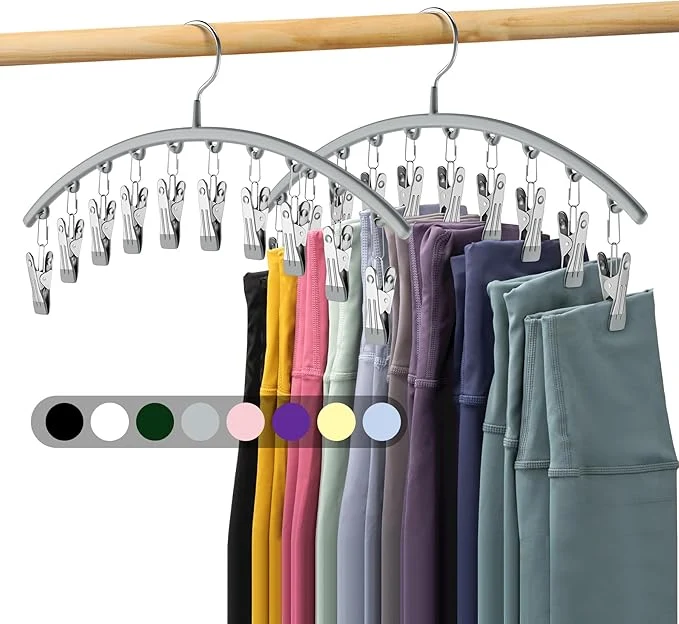 High-End Legging Organizer for Closet Metal Yoga Pants Hanger w Rubber Coated 2 Pack w 10 Clips Hold 20 Leggings Hangers Space Saving Hanging Closet Organizer for Closet Organizers and Storage-GreyAbout ThisOverview Recyclable