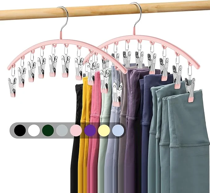 Functional Legging Organizer for Closet Metal Yoga Pants Hangers 2 Pack w 10 Clips Holds 20 Leggings Space Saving Hanging Closet Organizer w Rubber Coated Closet Organizers and Storage PinkAbout ThisOverview Premium