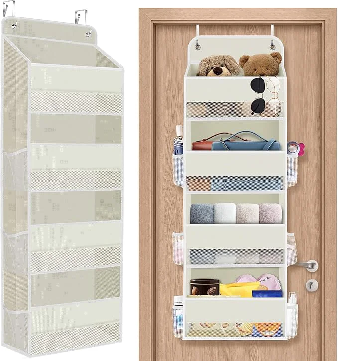 Smart 1 Pack Over The Door Organizer Hanging Storage Organizer with Clear Window 40lb Ultra Sturdy Large Capacity Room Organizer for Pantry Bathroom Nursery Closet Baby Essential Beige About ThisOverview Official
