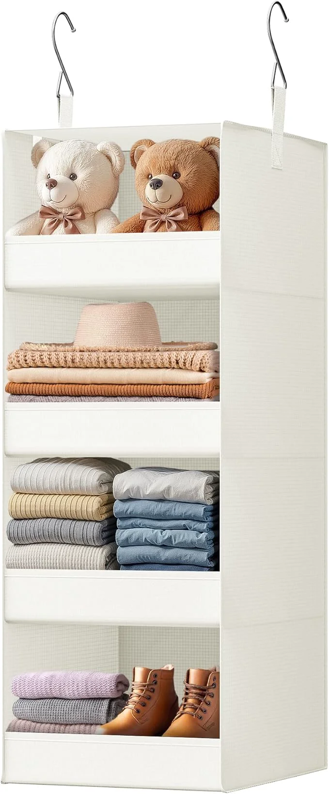 Smart GRANNY SAYS 4-Shelf Hanging Organizer Closet Hanging Shelves Closet Hanging Storage Organizers Organization for Bedroom Living Room Baby Nursery Camper Accessories Beige 1-PackAbout ThisOverview First-Class