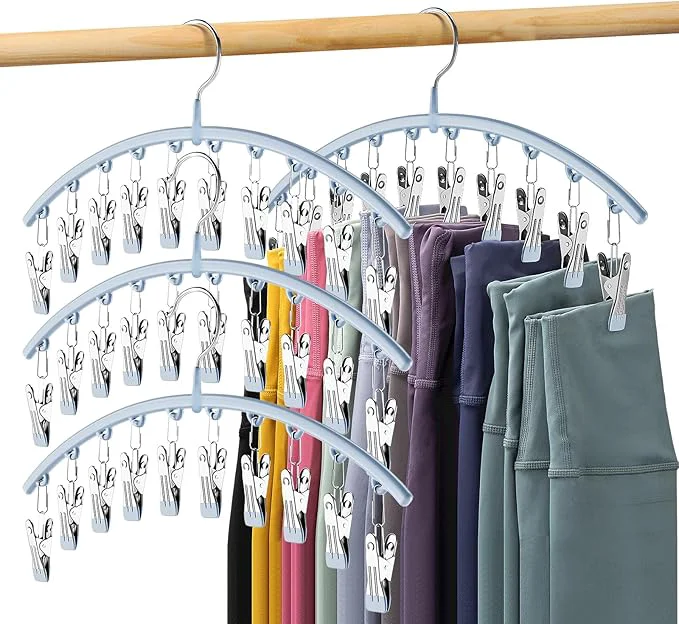 Smart Legging Organizer for Closet Metal Yoga Pants Hanger w Rubber Coated 4 Pack w 10 Clips Hold 40 Leggings Hangers Space Saving Hanging for Closet Organizers and Storage BlueAbout ThisOverview High-Quality