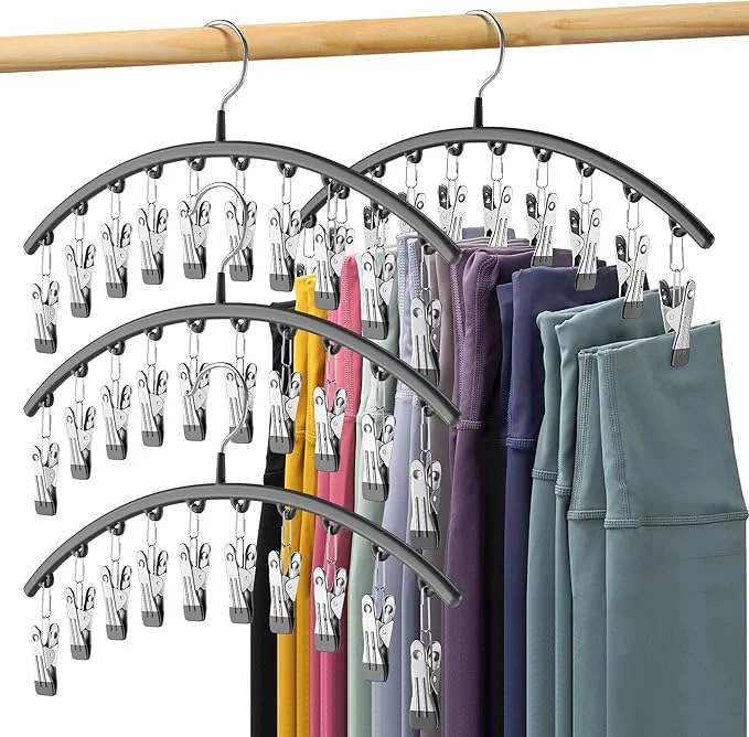 Powerful Legging Organizer for Closet Metal Yoga Pants Hangers 4 Pack w 10 Clips Holds 40 Leggings Space Saving Hanging Closet Organizer w Rubber Coated Closet Organizers and Storage BlackAbout ThisOverview World-Class