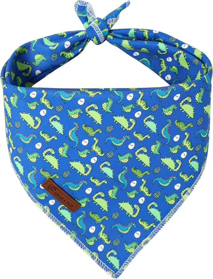 Classic Summer Dog Bandana UP URARA PUP Dinosaur Triangle Bid Scarf Clean