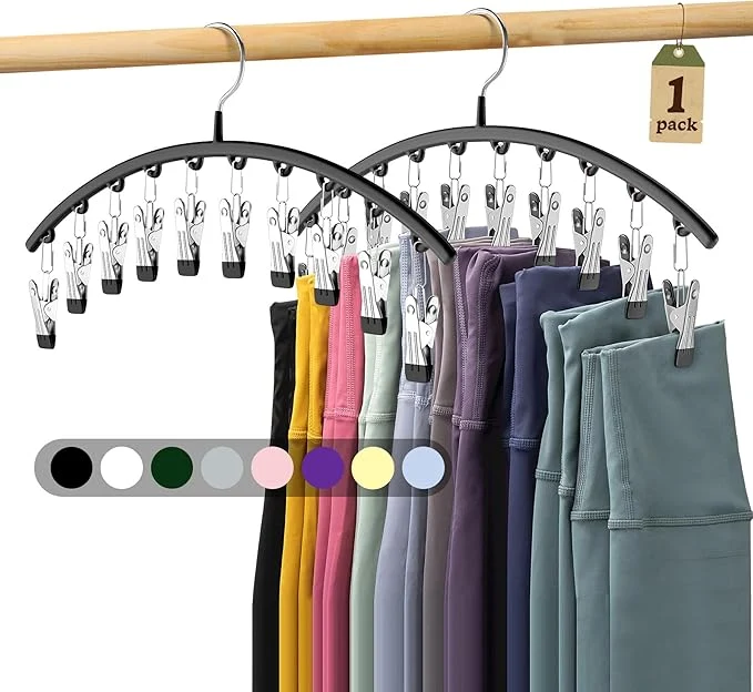 Contemporary Legging Organizer for Closet Metal Yoga Pants Hangers 1 Pack w 10 Clips Holds 10 Leggings Space Saving Hanging Closet Organizer w Rubber Coated Closet Organizers and Storage BlackAbout ThisOverview Exclusive