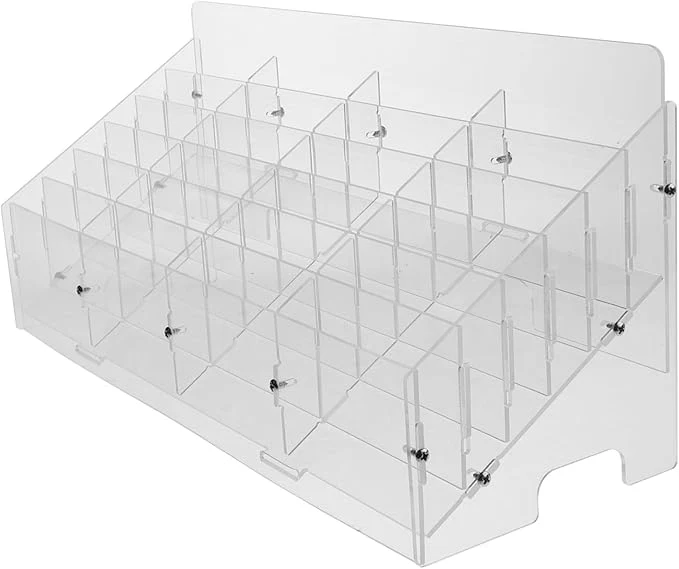 Secure Acrylic Multi-Compartment Phone Storage Box Organizer for Office Desk Business Card Holder Lid Versatile Desktop Organizer for Phones and AccessoriesAbout ThisOverview Smooth