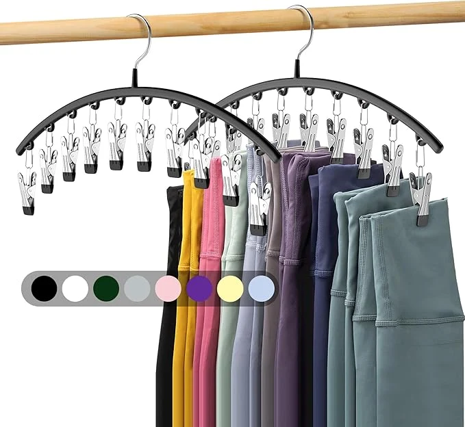 Convenient Legging Organizer for Closet Metal Yoga Pants Hangers 2 Pack w 10 Clips Holds 20 Leggings Space Saving Hanging Closet Organizer w Rubber Coated Closet Organizers and Storage BlackAbout ThisOverview Smooth