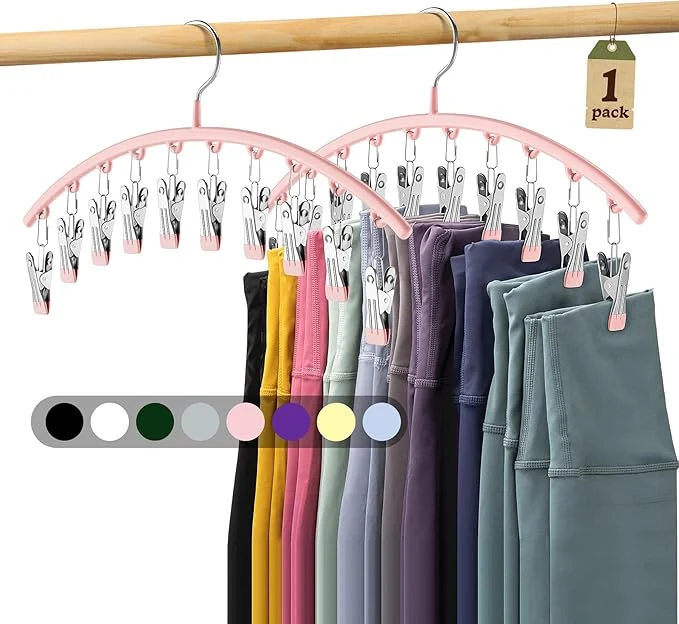 High-Quality Metal Yoga Pants Hangers 1 Pack w 10 Clips Holds 10 Leggings Space Saving Hanging Closet Organizer w Rubber Coated Closet Organizers and Storage PinkAbout ThisOverview Organic