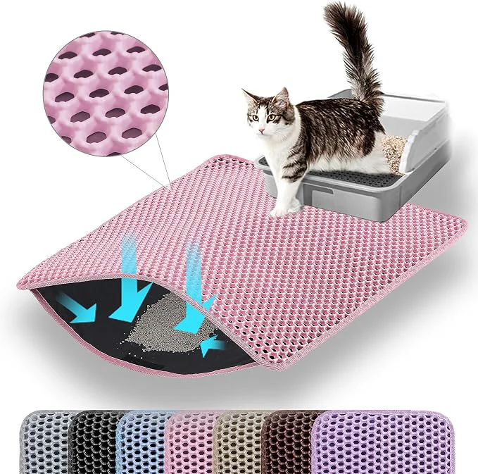 Versatile Cat Litter Mat 24x18 Inches Large Double Layer Honeycomb Cat Litter Trapping Prestigious