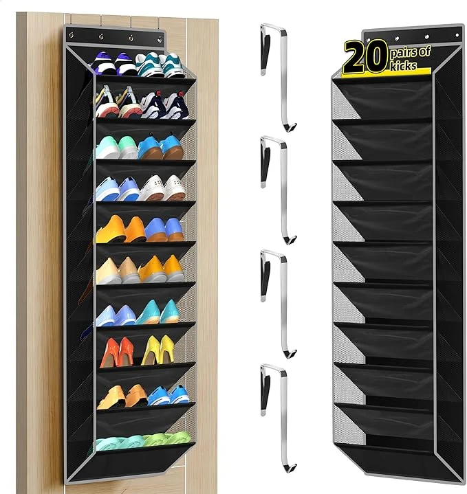 Reusable PAULONE 10-Pocket Multi-Use Over the Door Organizer Heavy Duty 95lbs Capacity with Breathable Mesh Versatile Hanging Storage for Shoes Toys Office Supplies-Classic Black 10-Shelf About ThisOverview Fine Crafted