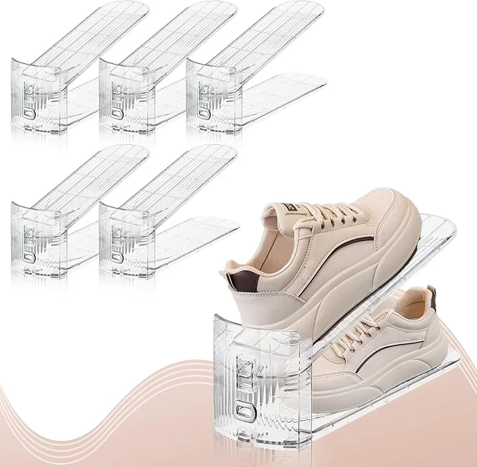 Sustainable Shoe Slots Organizer for Closet 6 Pack Shoe Stacker Shoe Rack Organizer for Closet Space Saver Storage Shoe Holder Organization Transparent About ThisOverview Organic