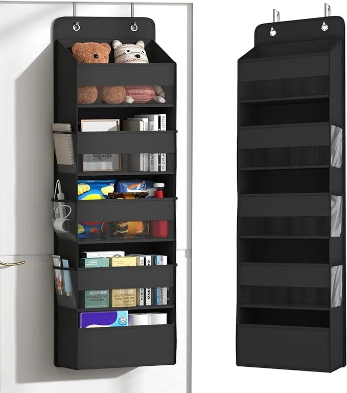 Clean 1 Pack 5-Tier Over the Door Organizer Heavy-Duty Large Deep Pocket Hanging With 5 Large Front 6 Side Pockets With for Pantry Kitchen Bathroom Dorm BlackAbout ThisOverview Minimalist