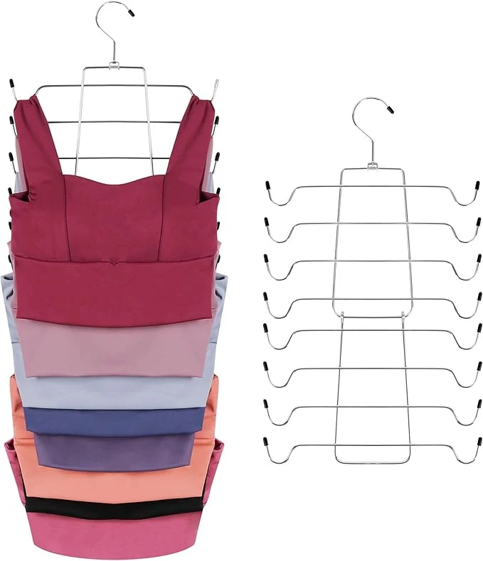 Premium ZEDODIER Tank Top Hanger Space Saving Bra Hangers for Closet Organizer Hanging Bra Organizer Tank Tops Holder with 8 Hooks Metal Closet Organizers and Storage Small Space Solutions SilverAbout ThisOverview Premium Material