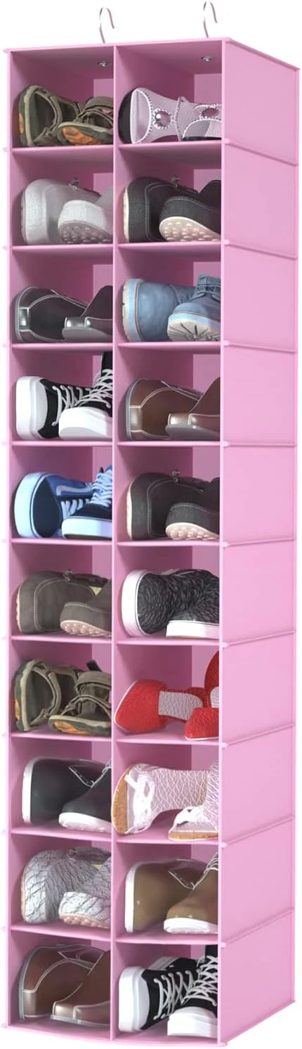 Traditional Libeder Hanging Shoe Organizer for Closet Hanging Closet Organizers 20 Section Shoe Shelves Space Saving Shoe Holder Storage Pink 12''W×12''Dx 50''HAbout ThisOverview Soft
