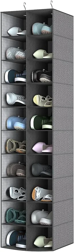 Certified Libeder Hanging Shoe Organizer for Closet Hanging Closet Organizers 20 Section Shoe Shelves Space Saving Shoe Holder Storage Grey 12''W×12''Dx 50''HAbout ThisOverview Enhanced