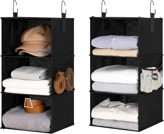 Consistent StorageWorks Hanging Closet Organizer 6-Shelf Separable Two 3 Shelf Closet Storage Organizer with Side Pockets Portable Hanging Shelves for Clothes Sweater Towels 12 D x 12 W x 48¼ H BlackAbout ThisOverview Luxury