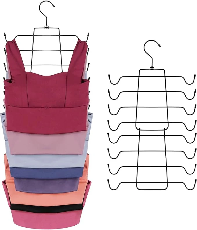 Stylish ZEDODIER 2 Pack Tank Top Hanger Space Saving Bra Hangers for Closet Organizer Hanging Bra Organizer Tank Tops Holder with 16 Hooks Metal Closet Organizers and Storage Small Space Solutions BlackAbout ThisOverview Top-Quality