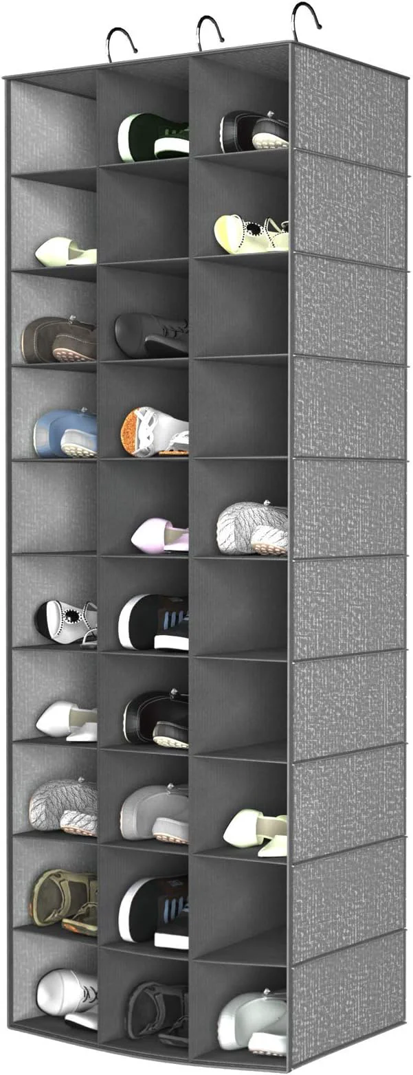 Smart Libeder Hanging Closet Organizers - 30 Section Shoe Shelves Space Saving Shoe Holder GreyAbout ThisOverview Eco-Friendly