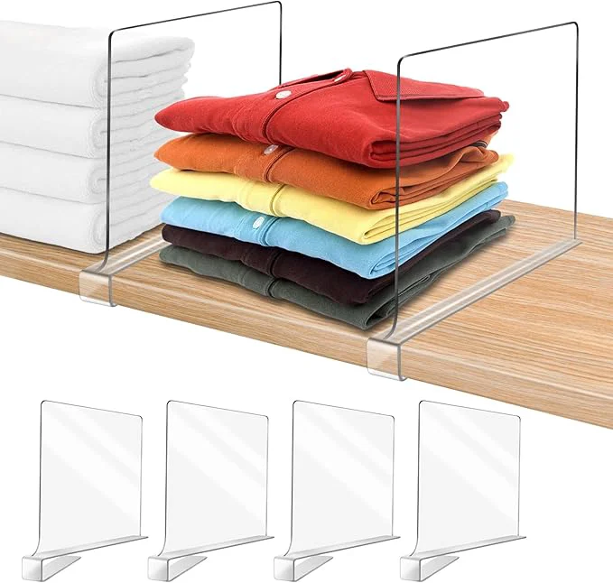 Convenient Acrylic Shelf Dividers for Closet Organization 4PCS Closet Shelf Divider Closet Dividers for Shelves Shelf Organizer for Closet Shelf Organizer for Wood Closet Separator ClearAbout This Elegant