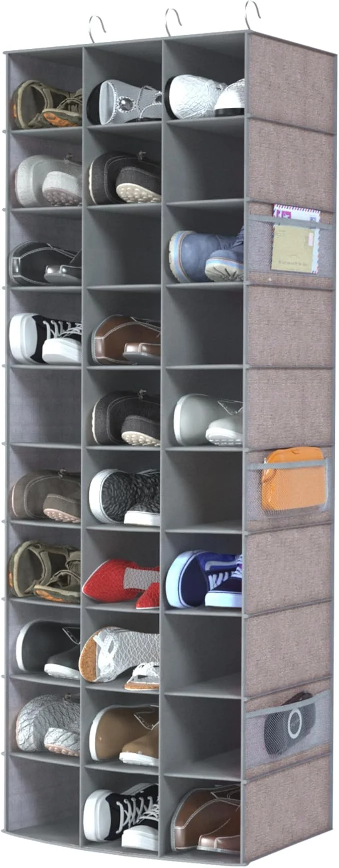 Easy-to-Use Libeder 30 Section Hanging Shoe Organizer for Closet Hanging Closet Organizers with 6 Side Mesh Pockets Shoe Storage Hanging Shoe Rack Space Saving Shoe HolderAbout ThisOverview Sustainable
