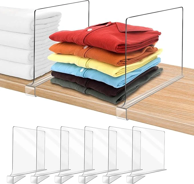 Solid Acrylic Shelf Dividers for Closet Organization 6PCS Closet Shelf Divider Closet Dividers for Shelves Shelf Organizer for Closet Shelf Organizer For Wood Closet Separator ClearAbout This Fashionable