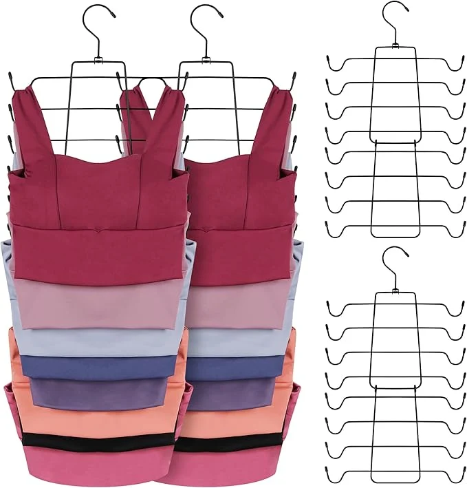 Relaxed ZEDODIER 4 Pack Tank Top Hanger Space Saving Bra Hangers for Closet Organizer Hanging Bra Organizer Tank Tops Holder with 32 Hooks Metal Closet Organizers and Storage Small Space Solutions BlackAbout ThisOverview Durable