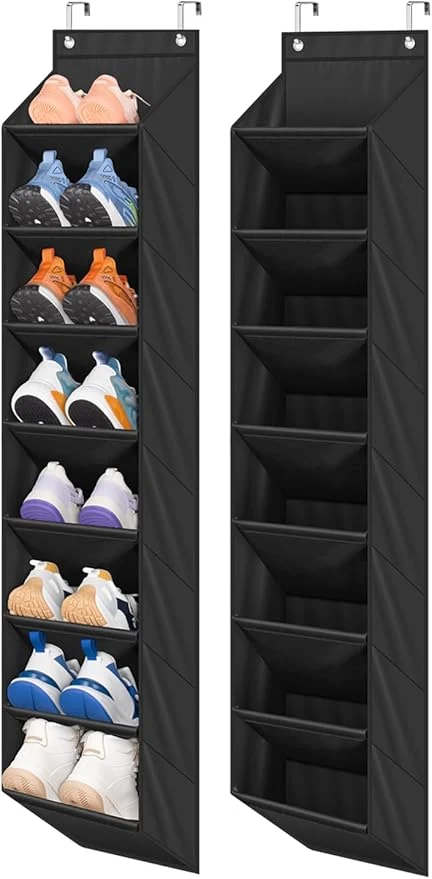 Durable SLEEPING LAMB 2 Pack Narrow Over The Door Shoe Organizer with 8 Large Deep Pockets Hanging Shoe Rack for Closet Door Storage for Boots Sneakers Black About ThisOverview Sustainable