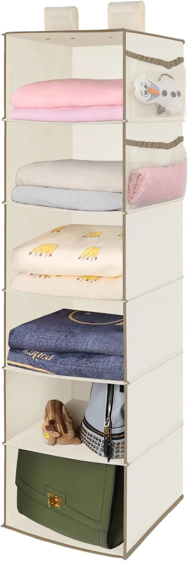 Fashionable MAX Houser 6 Tier Shelf Hanging Closet Organizer Closet Hanging Shelf with 2 Widen Straps for Storage Foldable Beige2 Shelf 2 Widen Straps StorageAbout ThisOverview Superior