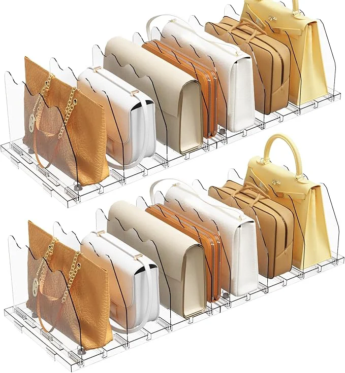 User-Friendly SPACEKEEPER Adjustable Shelf Divider for Closet 2 Pack Clear Purse Organizers for Closet Acrylic Handbag Separators Storage Organizer Bookshelf Separator Dividers in Bedroom OfficeAbout ThisOverview Fine Crafted